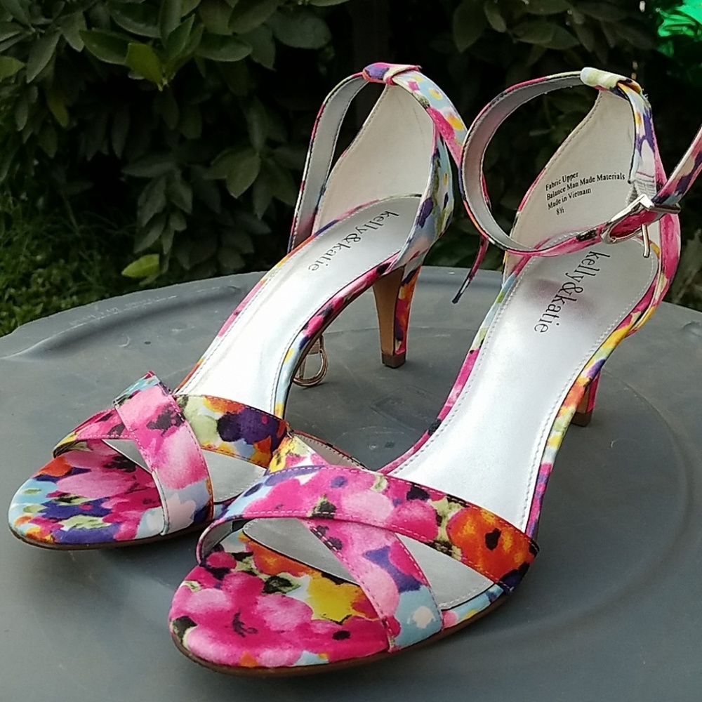 Bright floral print heels